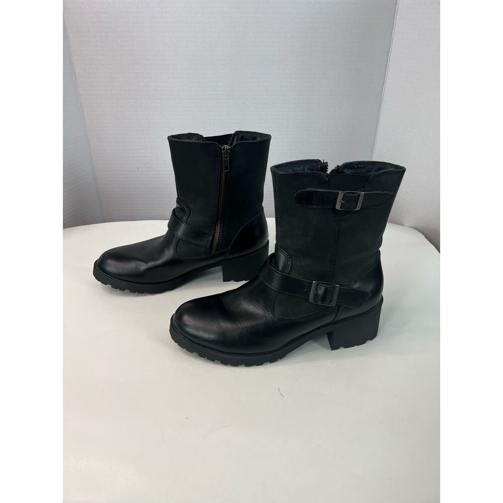 Eastland Canterbury Black Leather Mid-calf Round Toe‎ Lug Sole Boots Size 8.5